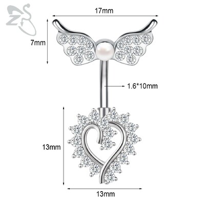 Piercing do pupka z nehrdzavejúcej ocele s motýľom a srdcom, 14G, ružovo-zlatý, s motýľom a srdcom, piercing do pupka.