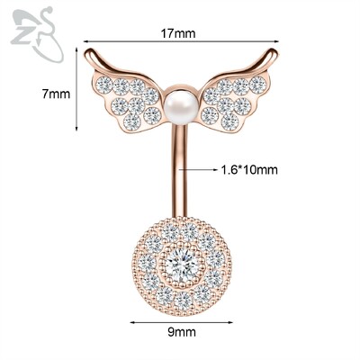 Piercing do pupka z nehrdzavejúcej ocele s motýľom a srdcom, 14G, ružovo-zlatý, s motýľom a srdcom, piercing do pupka.