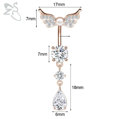 Piercing do pupka z nehrdzavejúcej ocele s motýľom a srdcom, 14G, ružovo-zlatý, s motýľom a srdcom, piercing do pupka.