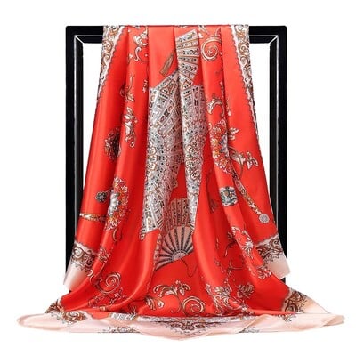 Şaluri populare Europa şi America Bandane de modă Nouă imprimare Cremă solară 90X90CM Batista Four Seasons Esarfe de mătase pătrate de lux