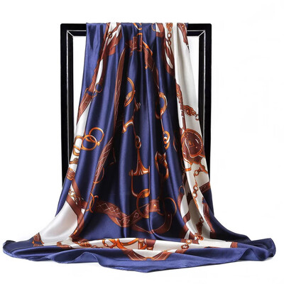 Şaluri populare Europa şi America Bandane de modă Nouă imprimare Cremă solară 90X90CM Batista Four Seasons Esarfe de mătase pătrate de lux