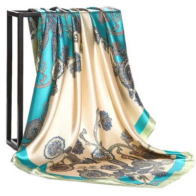 Şaluri populare Europa şi America Bandane de modă Nouă imprimare Cremă solară 90X90CM Batista Four Seasons Esarfe de mătase pătrate de lux