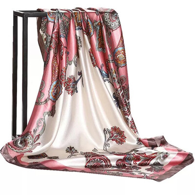 Şaluri populare Europa şi America Bandane de modă Nouă imprimare Cremă solară 90X90CM Batista Four Seasons Esarfe de mătase pătrate de lux