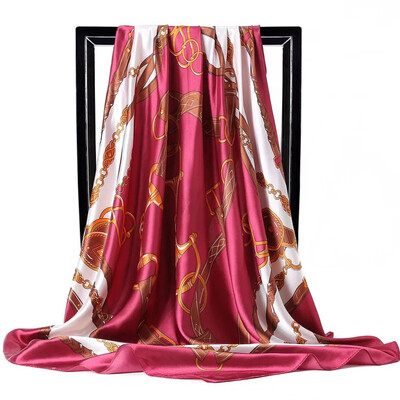 Şaluri populare Europa şi America Bandane de modă Nouă imprimare Cremă solară 90X90CM Batista Four Seasons Esarfe de mătase pătrate de lux