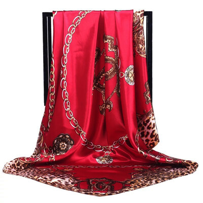 Şaluri populare Europa şi America Bandane de modă Nouă imprimare Cremă solară 90X90CM Batista Four Seasons Esarfe de mătase pătrate de lux