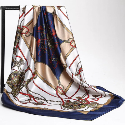 Şaluri populare Europa şi America Bandane de modă Nouă imprimare Cremă solară 90X90CM Batista Four Seasons Esarfe de mătase pătrate de lux