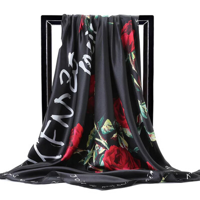 Şaluri populare Europa şi America Bandane de modă Nouă imprimare Cremă solară 90X90CM Batista Four Seasons Esarfe de mătase pătrate de lux