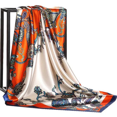 Şaluri populare Europa şi America Bandane de modă Nouă imprimare Cremă solară 90X90CM Batista Four Seasons Esarfe de mătase pătrate de lux