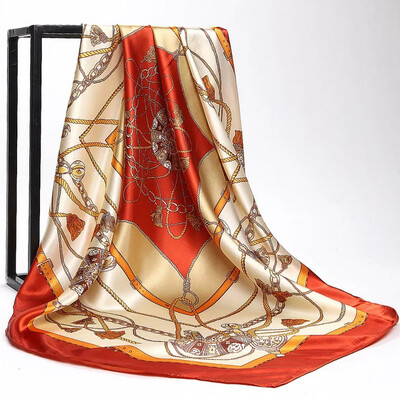 Şaluri populare Europa şi America Bandane de modă Nouă imprimare Cremă solară 90X90CM Batista Four Seasons Esarfe de mătase pătrate de lux