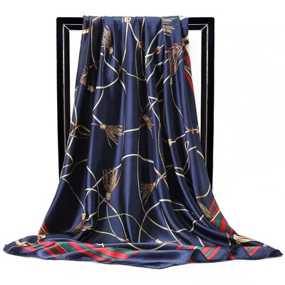 Şaluri populare Europa şi America Bandane de modă Nouă imprimare Cremă solară 90X90CM Batista Four Seasons Esarfe de mătase pătrate de lux