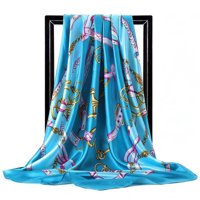 Şaluri populare Europa şi America Bandane de modă Nouă imprimare Cremă solară 90X90CM Batista Four Seasons Esarfe de mătase pătrate de lux