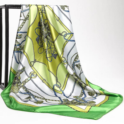 Şaluri populare Europa şi America Bandane de modă Nouă imprimare Cremă solară 90X90CM Batista Four Seasons Esarfe de mătase pătrate de lux