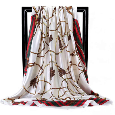 Şaluri populare Europa şi America Bandane de modă Nouă imprimare Cremă solară 90X90CM Batista Four Seasons Esarfe de mătase pătrate de lux