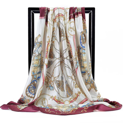 Şaluri populare Europa şi America Bandane de modă Nouă imprimare Cremă solară 90X90CM Batista Four Seasons Esarfe de mătase pătrate de lux