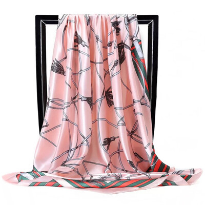 Şaluri populare Europa şi America Bandane de modă Nouă imprimare Cremă solară 90X90CM Batista Four Seasons Esarfe de mătase pătrate de lux