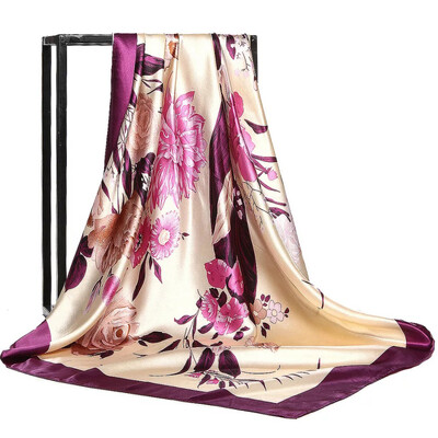 Şaluri populare Europa şi America Bandane de modă Nouă imprimare Cremă solară 90X90CM Batista Four Seasons Esarfe de mătase pătrate de lux