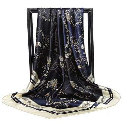 Şaluri populare Europa şi America Bandane de modă Nouă imprimare Cremă solară 90X90CM Batista Four Seasons Esarfe de mătase pătrate de lux