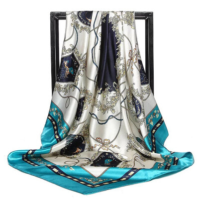 Şaluri populare Europa şi America Bandane de modă Nouă imprimare Cremă solară 90X90CM Batista Four Seasons Esarfe de mătase pătrate de lux