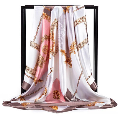 Şaluri populare Europa şi America Bandane de modă Nouă imprimare Cremă solară 90X90CM Batista Four Seasons Esarfe de mătase pătrate de lux