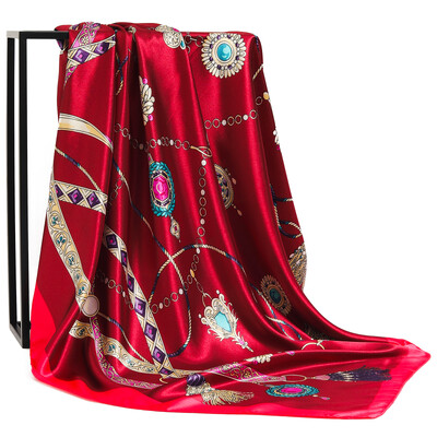 Şaluri populare Europa şi America Bandane de modă Nouă imprimare Cremă solară 90X90CM Batista Four Seasons Esarfe de mătase pătrate de lux