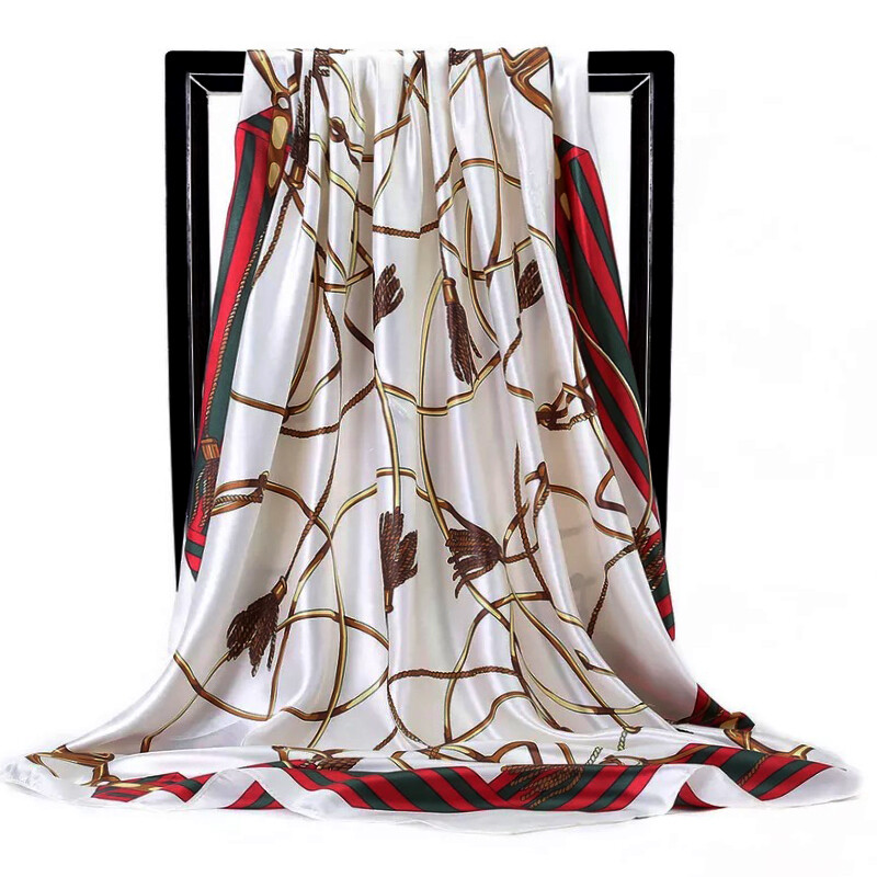 Şaluri populare Europa şi America Bandane de modă Nouă imprimare Cremă solară 90X90CM Batista Four Seasons Esarfe de mătase pătrate de lux