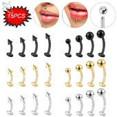 Piercing do pupka z nehrdzavejúcej ocele s činkou, vonkajším závitom a 15 ks v balení, 16G/18G zlatej farby, piercing do pupka s činkou, šperky na telo.