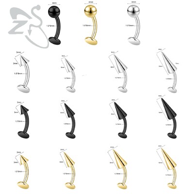 Piercing do pupka z nehrdzavejúcej ocele s činkou, vonkajším závitom a 15 ks v balení, 16G/18G zlatej farby, piercing do pupka s činkou, šperky na telo.