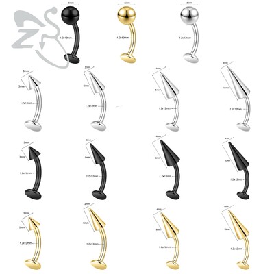 Piercing do pupka z nehrdzavejúcej ocele s činkou, vonkajším závitom a 15 ks v balení, 16G/18G zlatej farby, piercing do pupka s činkou, šperky na telo.