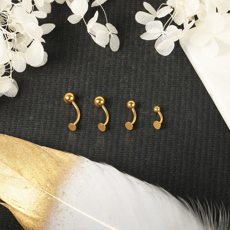 Piercing do pupka z nehrdzavejúcej ocele s činkou, vonkajším závitom a 15 ks v balení, 16G/18G zlatej farby, piercing do pupka s činkou, šperky na telo.