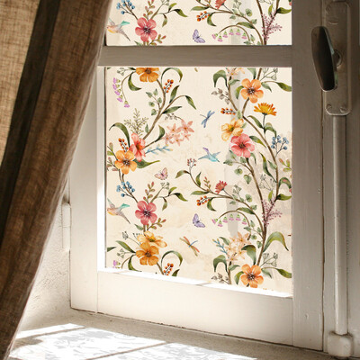 Зелени растителни листа Фолио за прозорци Декоративни лози Стикери за прозорци Стикери за стъкло 3D статично прилепващо фолио за витражи