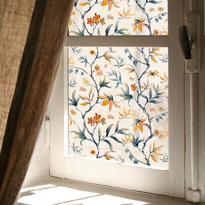 Зелени растителни листа Фолио за прозорци Декоративни лози Стикери за прозорци Стикери за стъкло 3D статично прилепващо фолио за витражи