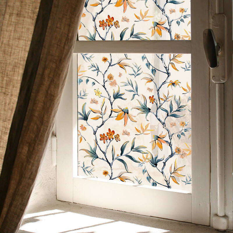 Зелени растителни листа Фолио за прозорци Декоративни лози Стикери за прозорци Стикери за стъкло 3D статично прилепващо фолио за витражи