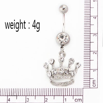 Piercing do tela, módne šperky, ružový diamantový prsteň s korunkou, prstene do pupka z chirurgickej ocele.