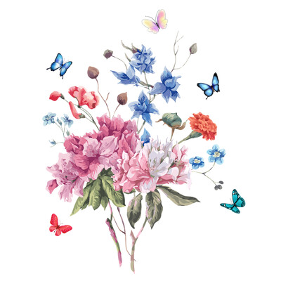 M484 Culoare Fluture Bujor Floare Autocolant Toaletă Baie Capac Toaletă Autocolante de perete WC pentru decorarea casei