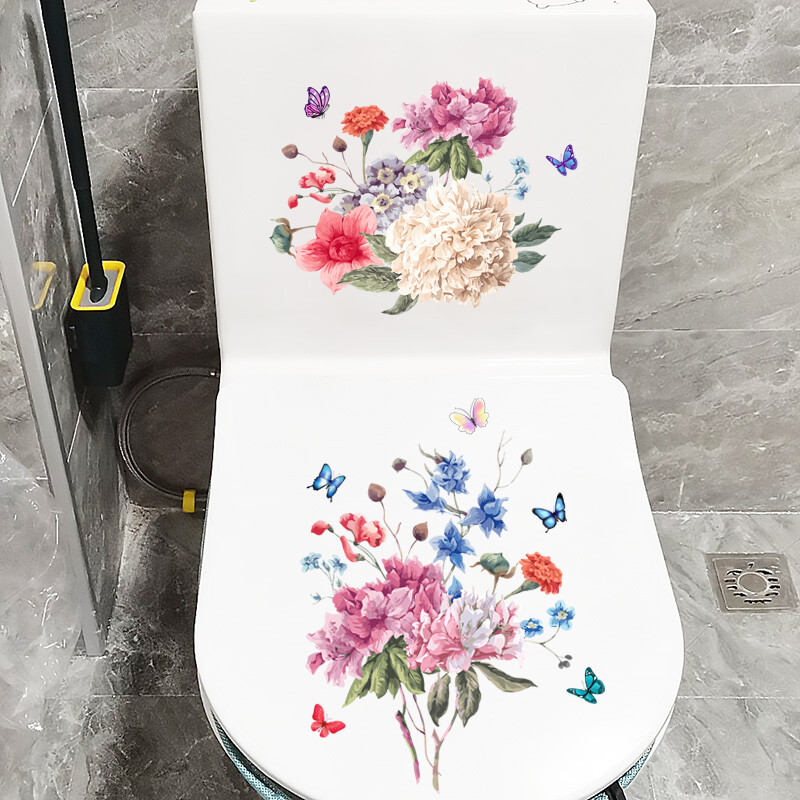 M484 Culoare Fluture Bujor Floare Autocolant Toaletă Baie Capac Toaletă Autocolante de perete WC pentru decorarea casei