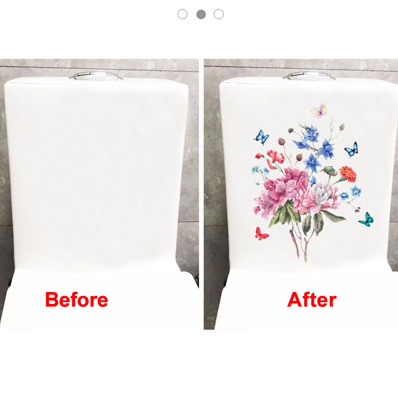 M484 Culoare Fluture Bujor Floare Autocolant Toaletă Baie Capac Toaletă Autocolante de perete WC pentru decorarea casei