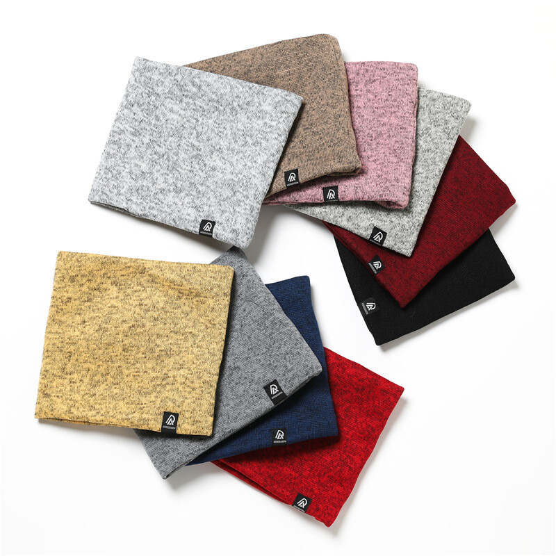 Unisex, solid, cașmir, pluș, eșarfă cu inel de iarnă, femei, bărbați, tricotată, mască pentru față completă, eșarfe pentru gâtul cu capsă.