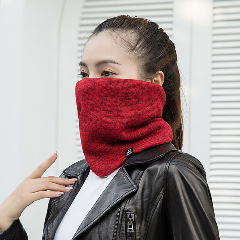 Unisex, solid, cașmir, pluș, eșarfă cu inel de iarnă, femei, bărbați, tricotată, mască pentru față completă, eșarfe pentru gâtul cu capsă.