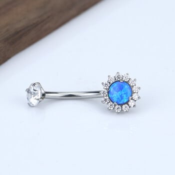 F136 Titanium Belly Button Nail 14G Inner Threaded Sunflower with Opal Belly Button Ring Κοσμήματα Titanium Body Piercing