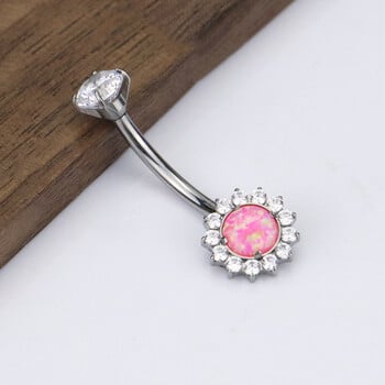 F136 Titanium Belly Button Nail 14G Inner Threaded Sunflower with Opal Belly Button Ring Κοσμήματα Titanium Body Piercing