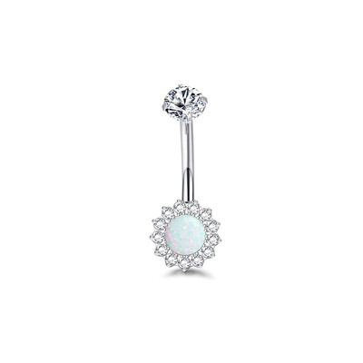 F136 Titanium Belly Button Nail 14G Inner Threaded Sunflower with Opal Belly Button Ring Κοσμήματα Titanium Body Piercing