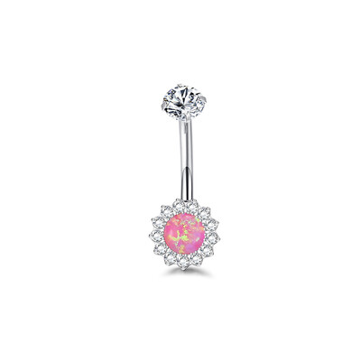 F136 Titanium Belly Button Nail 14G Inner Threaded Sunflower with Opal Belly Button Ring Κοσμήματα Titanium Body Piercing