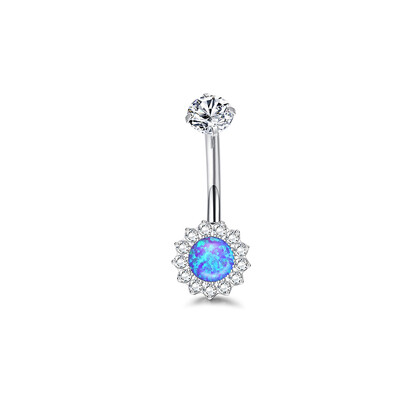 F136 Titanium Belly Button Nail 14G Inner Threaded Sunflower with Opal Belly Button Ring Κοσμήματα Titanium Body Piercing
