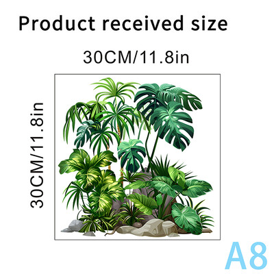Autocolant pentru toaletă cu frunze de plante verzi Autocolante murale autoadezive pentru baie Autocolant pentru decorarea casei