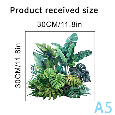 Autocolant pentru toaletă cu frunze de plante verzi Autocolante murale autoadezive pentru baie Autocolant pentru decorarea casei