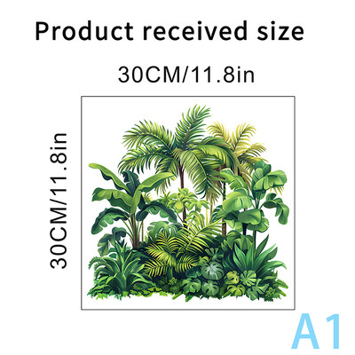 Autocolant pentru toaletă cu frunze de plante verzi Autocolante murale autoadezive pentru baie Autocolant pentru decorarea casei