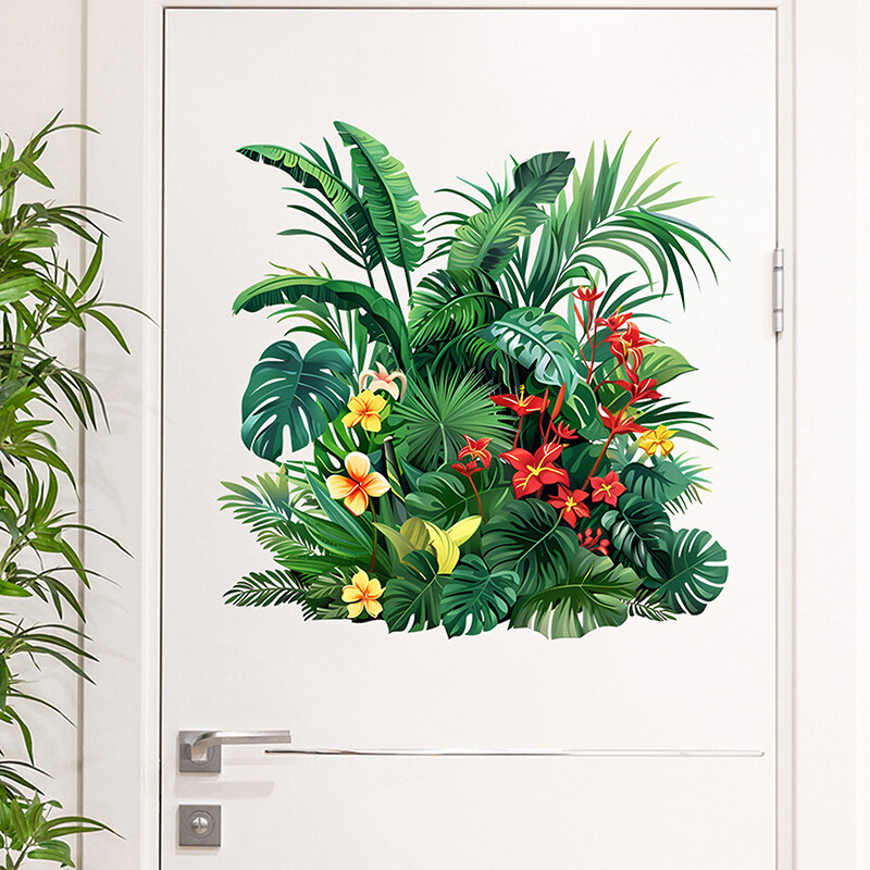 Autocolant pentru toaletă cu frunze de plante verzi Autocolante murale autoadezive pentru baie Autocolant pentru decorarea casei