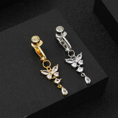 1 ks zlatá strieborná farba falošný falošný brušný prsteň motýľ falošný piercing do brucha klip na piercing do pupka visiace telové šperky