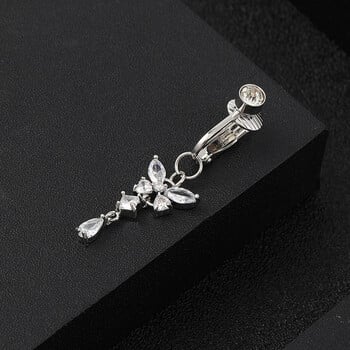 1 ΤΕΜ. Χρυσό Ασημί Χρώμα Faux Fake Belly Ring Butterfly Fake Belly Piercing Clip στον ομφάλιο ομφαλό Piercing Body dangled Jewelry