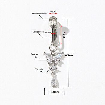 1 ΤΕΜ. Χρυσό Ασημί Χρώμα Faux Fake Belly Ring Butterfly Fake Belly Piercing Clip στον ομφάλιο ομφαλό Piercing Body dangled Jewelry